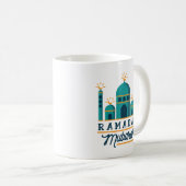 Ramadan Mubarak Mosque Crescent Art コーヒーマグカップ (正面右)