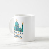 Ramadan Mubarak Mosque Crescent Art コーヒーマグカップ (正面左)