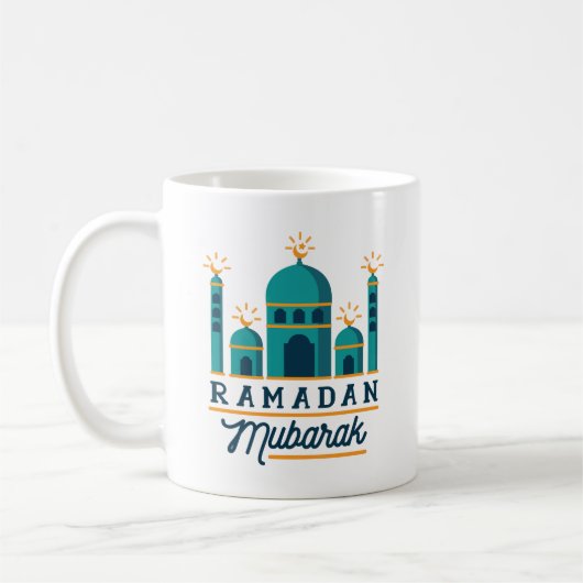 Ramadan Mubarak Mosque Crescent Art コーヒーマグカップ (左)