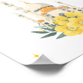Ramadan Mubarak Mosque Yellow Flowers Wall Print  ポスター (角)