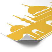 "Ramadan Mubarak" Wall Art – Golden Mosque ポスター (角)