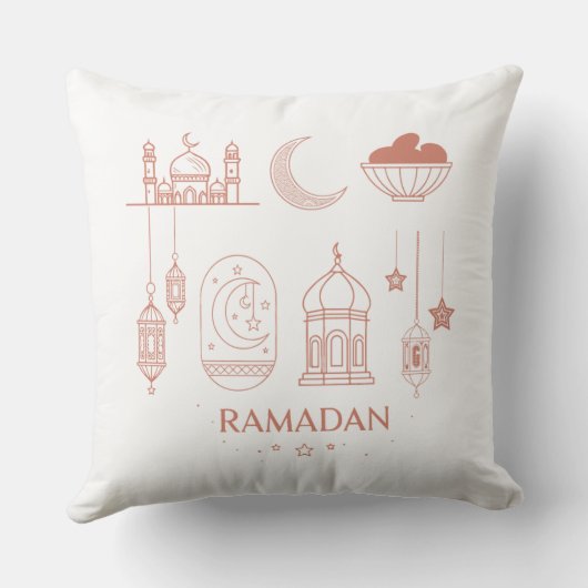 Ramadan Pillow – Crescent Moon, Mosque & Dates クッション (裏面)