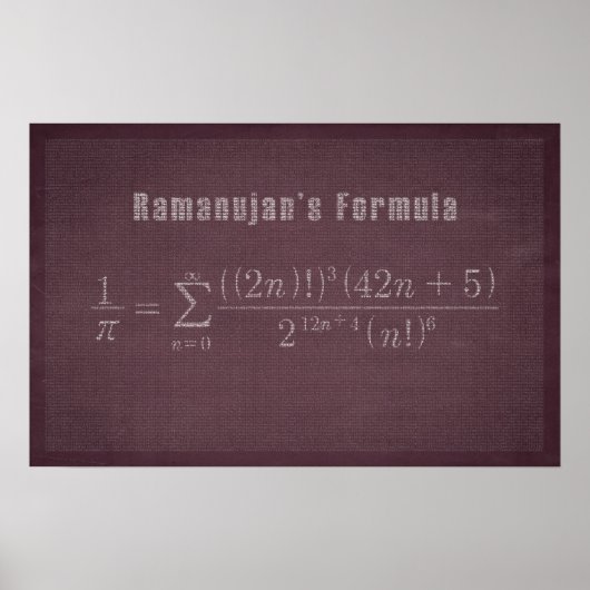 Ramanujan's Pi Formula – 数学ポスター ポスター (正面)