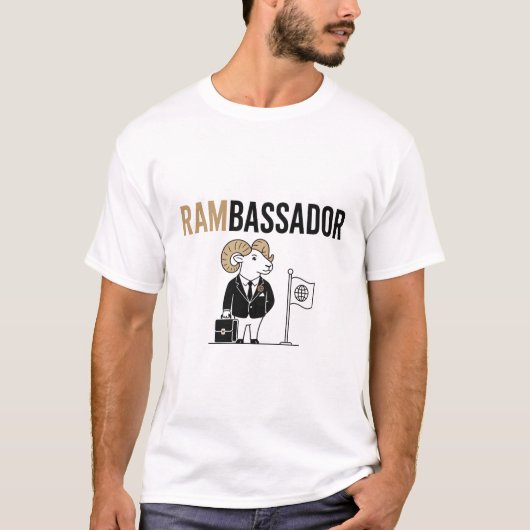 Rambassador – 面白いヒツジ大使のダジャレ tシャツ (正面)