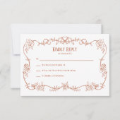 Rambling Rose テラコッタ 結婚式 招待状, 出欠カード (正面)
