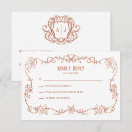 Rambling Rose テラコッタ 結婚式 招待状, 出欠カード