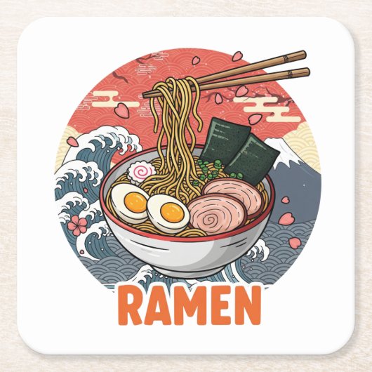 Ramen スクエアペーパーコースター (正面)