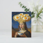Ramen and Eggs on the Brain Surreal Woman ポストカード (スタンド正面)