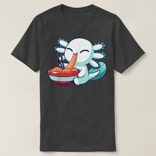 Ramen Axolotl Kawaii Anime Japanese Food Gift Kid  Tシャツ (デザイン正面)