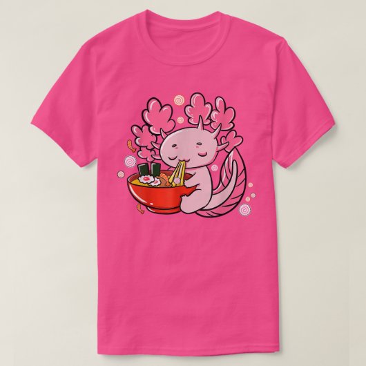 Ramen Axolotl Kawaii Japanese Anime Noodles Girls Tシャツ (デザイン正面)