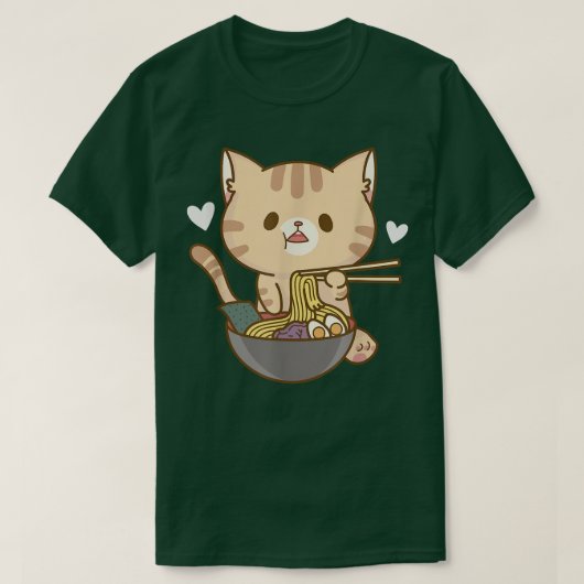 Ramen Cat Cute Kitten Pet Noodles Japan Japanese F Tシャツ (デザイン正面)
