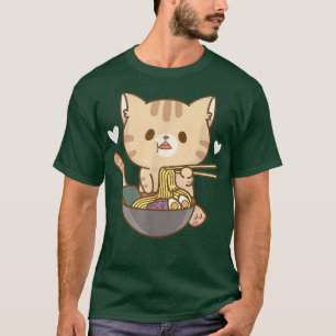Ramen Cat Cute Kitten Pet Noodles Japan Japanese F Tシャツ