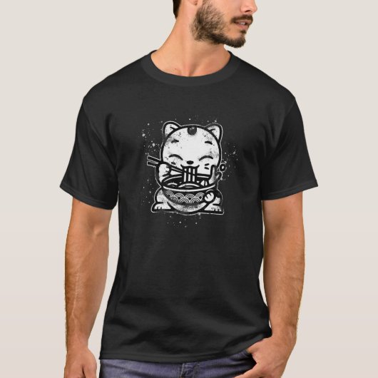 Ramen Cat Kawaii Anime Cool Japanese Gift Tシャツ (正面)