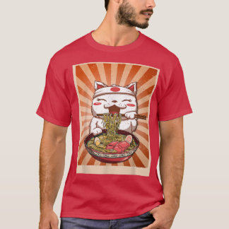 Ramen Cat Kawaii Anime Japanese Food Girls Teenage Tシャツ