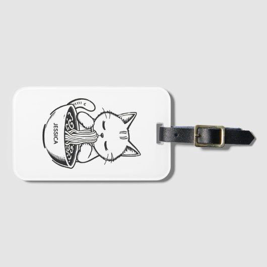 Ramen Cat – Kawaii Japanese Anime Personalized ラゲッジタグ (正面横)