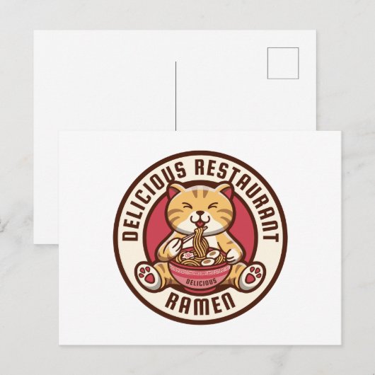 Ramen cute Cat ポストカード (正面/裏面)
