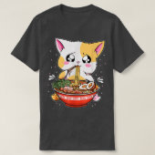 Ramen Eating Cat Kawaii Anime Baka Japanese  Tシャツ (デザイン正面)