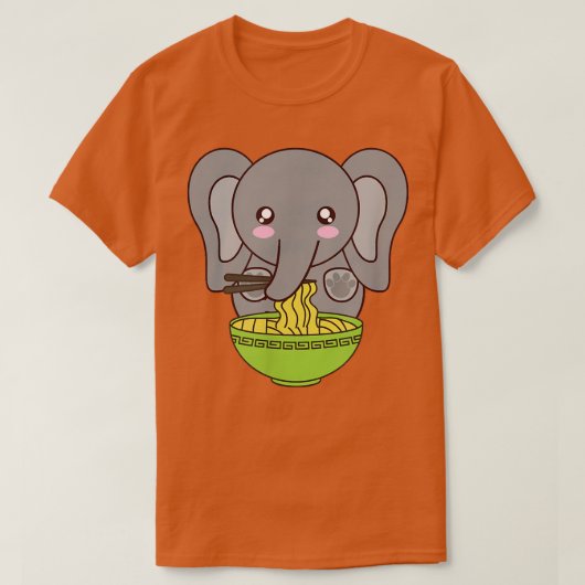 Ramen Elephant Kawaii Japanese Anime Cute Kimchi N Tシャツ (デザイン正面)