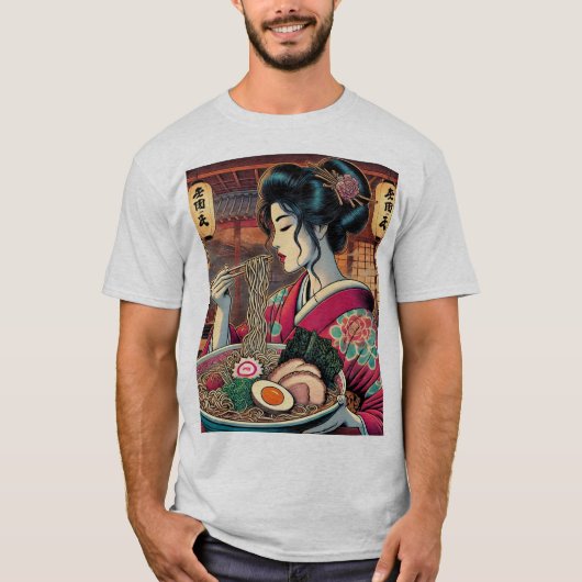 Ramen & Geisha - Ukiyo-e Style Art" Tシャツ (正面)
