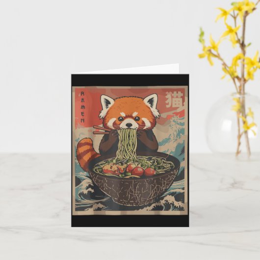 Ramen Japanese Graphic Tees Red Panda Anime Shirts カード (黄色い花)