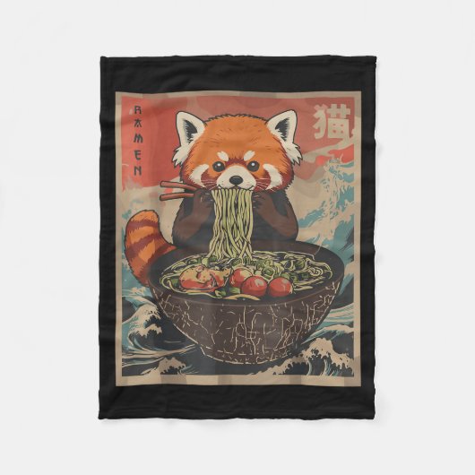 Ramen Japanese Graphic Tees Red Panda Anime Shirts フリースブランケット (正面)