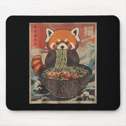 Ramen Japanese Graphic Tees Red Panda Anime Shirts マウスパッド (正面)