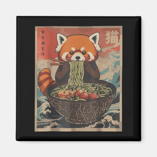 Ramen Japanese Graphic Tees Red Panda Anime Shirts マグネット (正面)