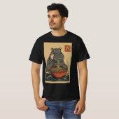 Ramen Noodle Eating: Hippo Mens T-Shirt Tシャツ (正面フル)