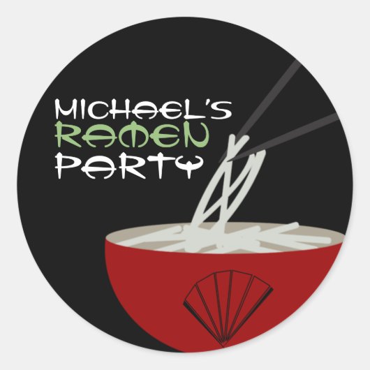 Ramen Noodles Asian Bowl Party ラウンドシール (正面)