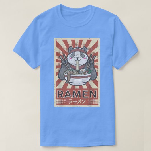 Ramen noodles Panda kawaii  Tシャツ (デザイン正面)