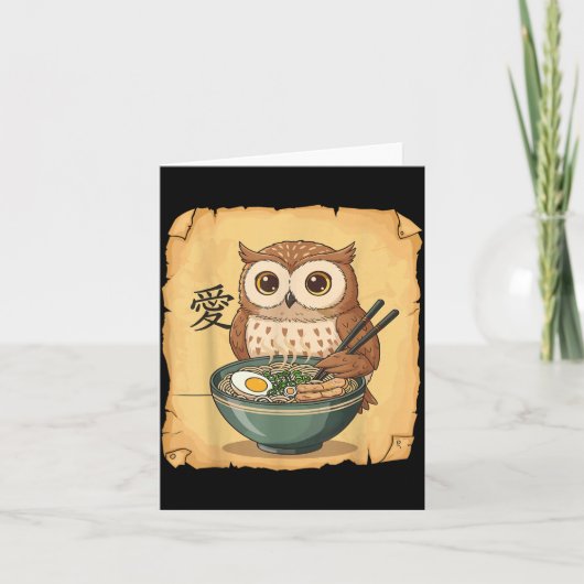 Ramen Owl Noodle Kawaii Lover Japanese Funny Graph カード (正面)