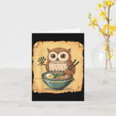 Ramen Owl Noodle Kawaii Lover Japanese Funny Graph カード (黄色い花)