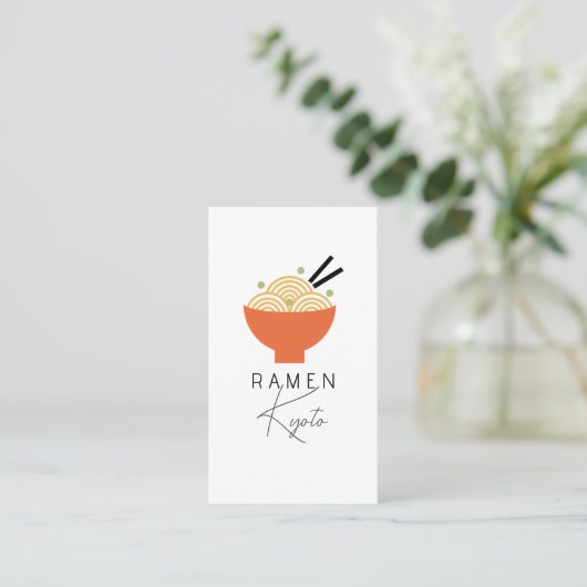 Ramen Restaurant White QR Code Business Card 名刺 (スタンド正面)