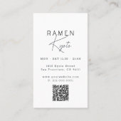 Ramen Restaurant White QR Code Business Card 名刺 (裏面)