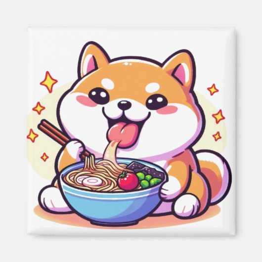 Ramen Shiba Inu Magnet – Cute & Tasty Vibes for Yo マグネット (正面)