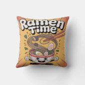Ramen Time – Cute Cartoon Ramen Bowl クッション (裏面)