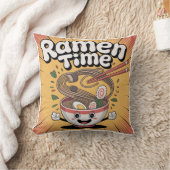 Ramen Time – Cute Cartoon Ramen Bowl クッション (ブランケット)