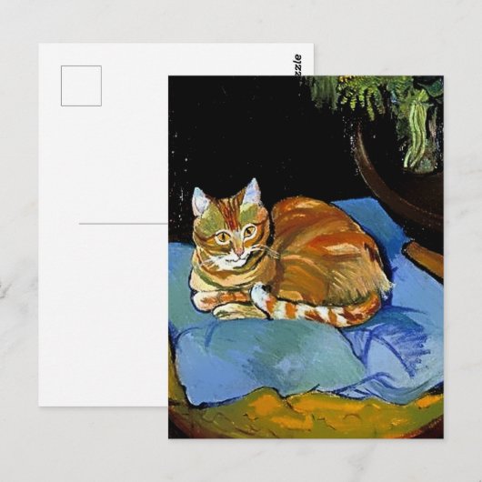 “Raminou on a Blue Blanket” by Suzanne Valadon ポストカード (正面/裏面)
