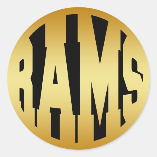RAMS -金ゴールド文字 ラウンドシール (正面)
