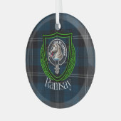 Ramsay Scottish Clan Tartan & Crest ガラスオーナメント (正面左)