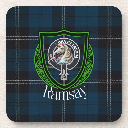 Ramsay Scottish Clan Tartan & Crest コースター (正面)