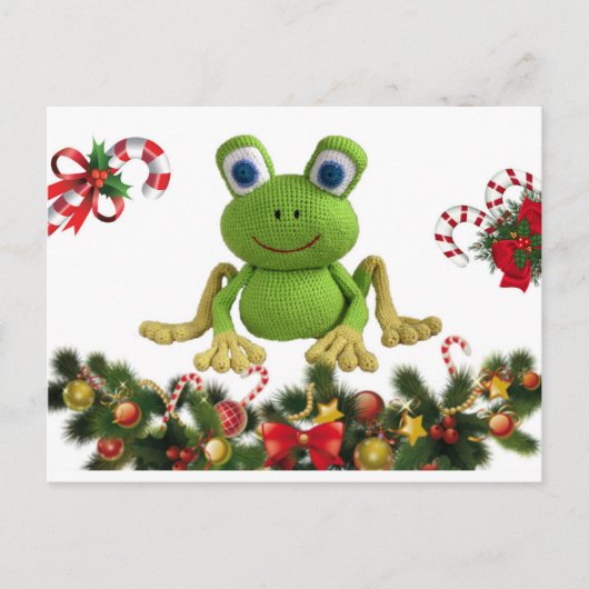 Rana de ganchillo para Navidad con sus dulces .... ポストカード (正面)