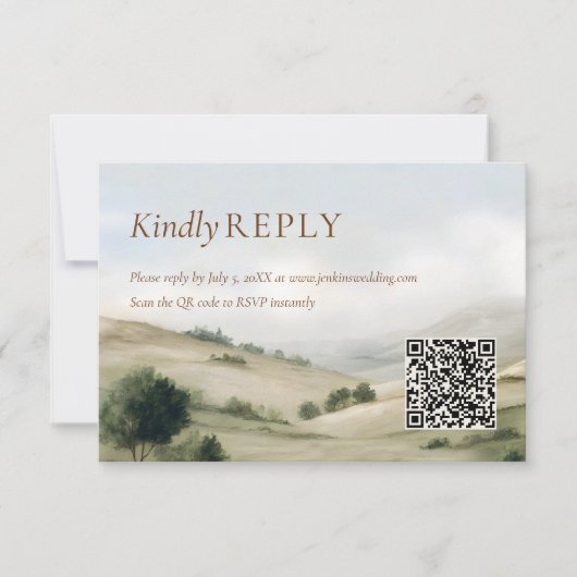 Ranch Outdoor Wedding RSVP QR Code Card (正面)