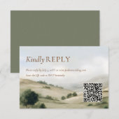 Ranch Outdoor Wedding RSVP QR Code Card (正面/裏面)