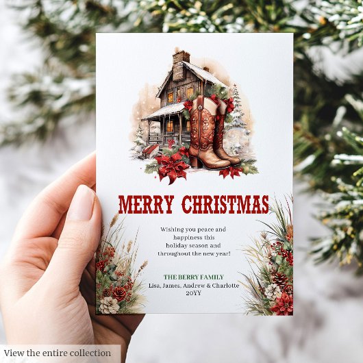Ranch style Christmas greeting card editable シーズンカード