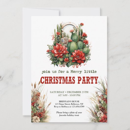 Ranch style Christmas party printable invite 招待状 (正面)