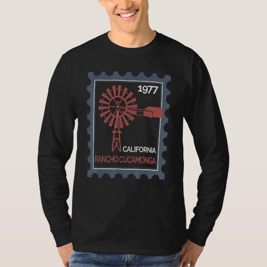 Rancho Cの古い風力タービンの切手 Tシャツ (正面)