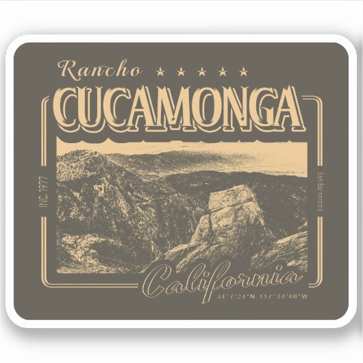 RANCHO CUCAMONGA CALIFORNIA - CUCAMONGA PEAK シール (正面)