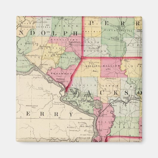 Randolph、ペリー、ジャクソン郡 マグネット (正面)