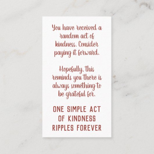 Random Act of Kindness Pay it Forward Floral 名刺 (裏面)